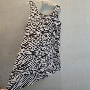 Jostar Zebra Print Dress Large Black White Sleeveless Stretch Made USA